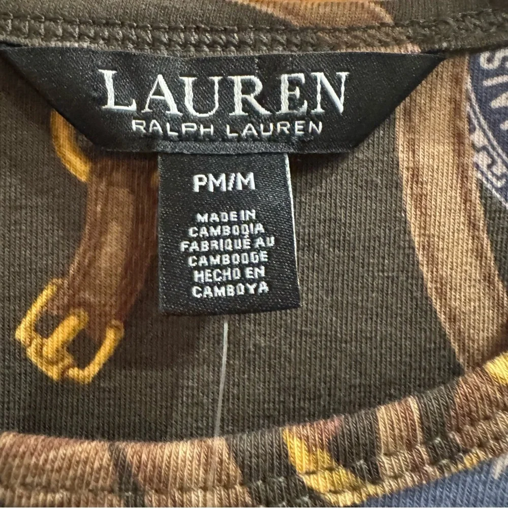 NWT LAUREN RALPH LAUREN Belting-Print Long-Sleeve Cotton Tee Size PM - Picture 5 of 13